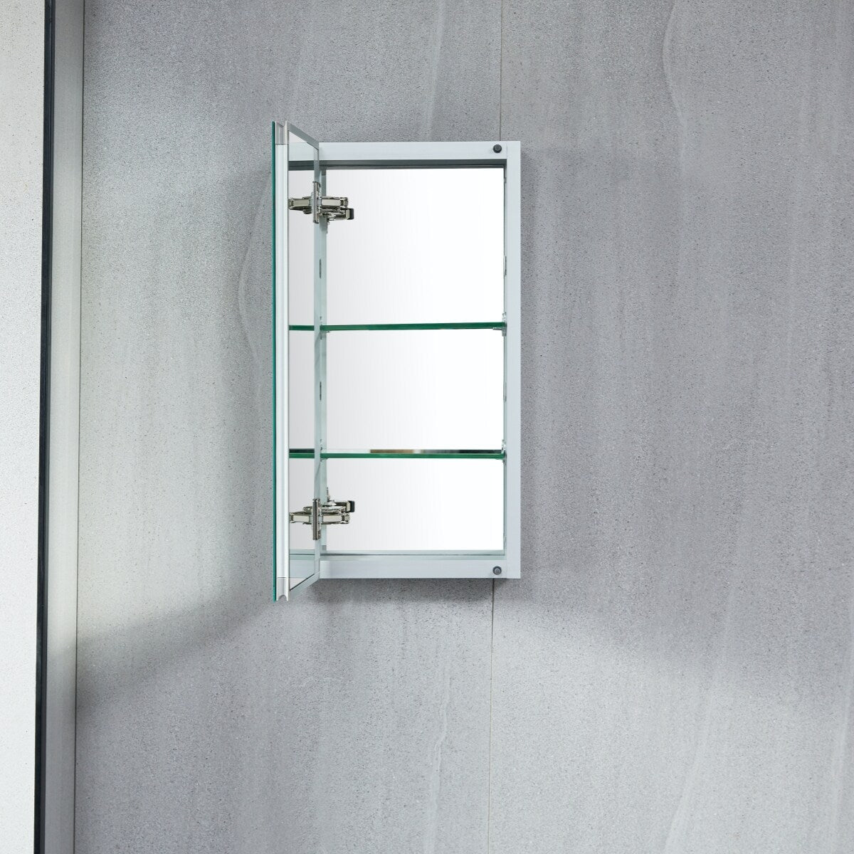AAZJ KA 12-in x 24-in Surface/Recessed Mount Silver Mirrored Soft Close Medicine Cabinet