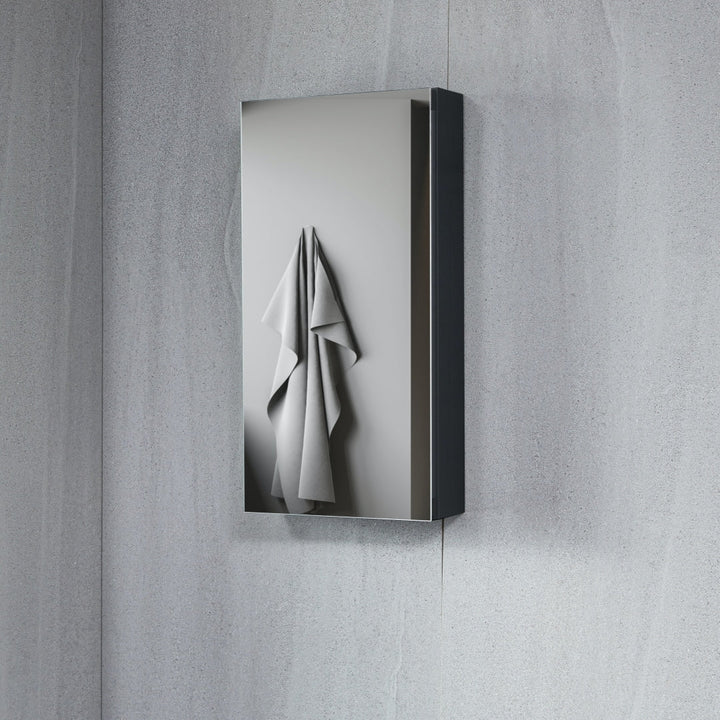 AAZJ KA 15-in x 24-in Surface/Recessed Mount Black Mirrored Soft Close Medicine Cabinet