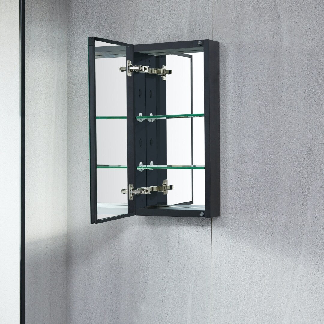AAZJ KA 15-in x 24-in Surface/Recessed Mount Black Mirrored Soft Close Medicine Cabinet