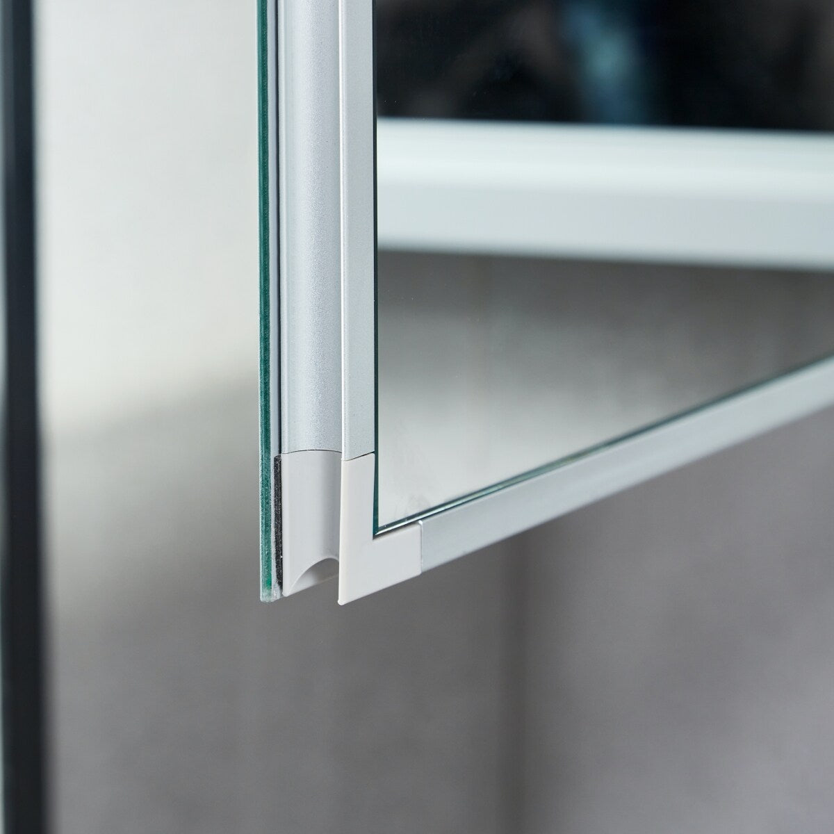 AAZJ KA 12-in x 24-in Surface/Recessed Mount Silver Mirrored Soft Close Medicine Cabinet