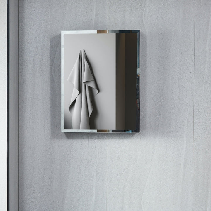 AAZJ KA 16-in x 20-in Surface/Recessed Mount Silver Mirrored Soft Close Medicine Cabinet