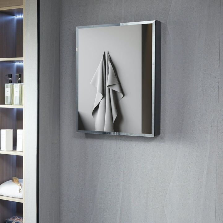 AAZJ KA 19-in x 30-in Surface/Recessed Mount Silver Mirrored Soft Close Medicine Cabinet