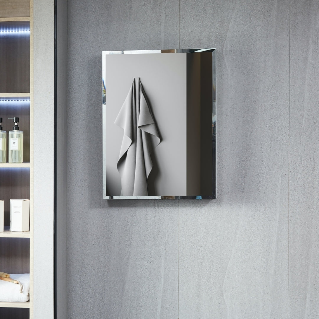 AAZJ KA 19-in x 30-in Surface/Recessed Mount Black Mirrored Soft Close Medicine Cabinet