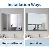 AAZJ AS 36-in x 26-in Surface/Recessed Mount Sliver Mirrored Soft Close Medicine Cabinet