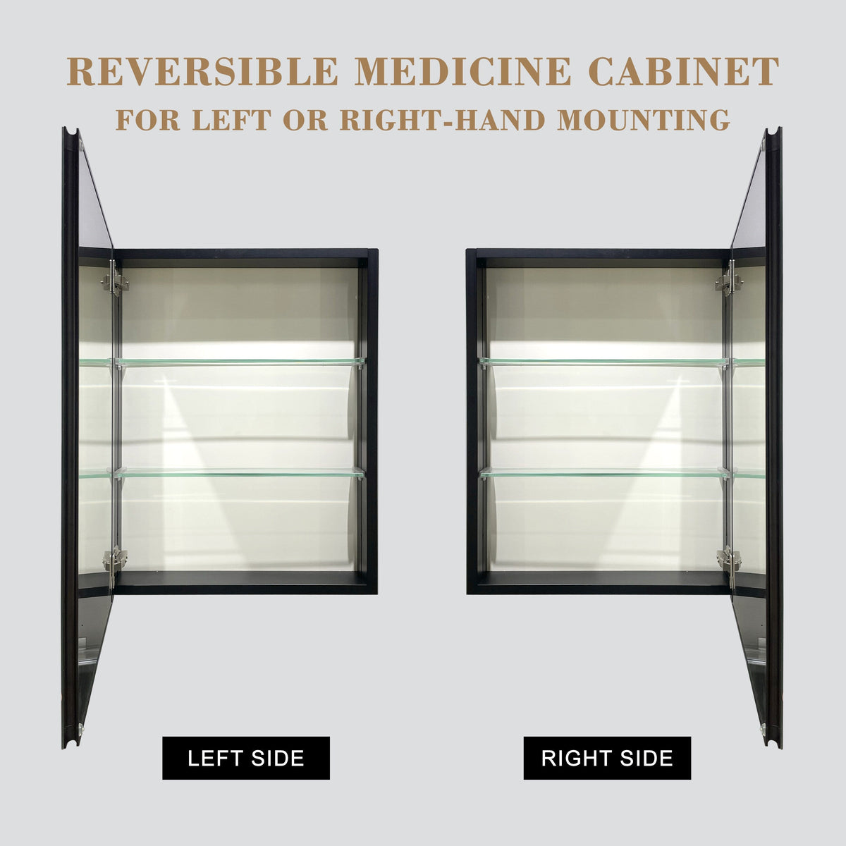 AAZJ 20-in x 26-in Surface/Recessed Mount Polished Mirrored Soft Close Medicine Cabinet