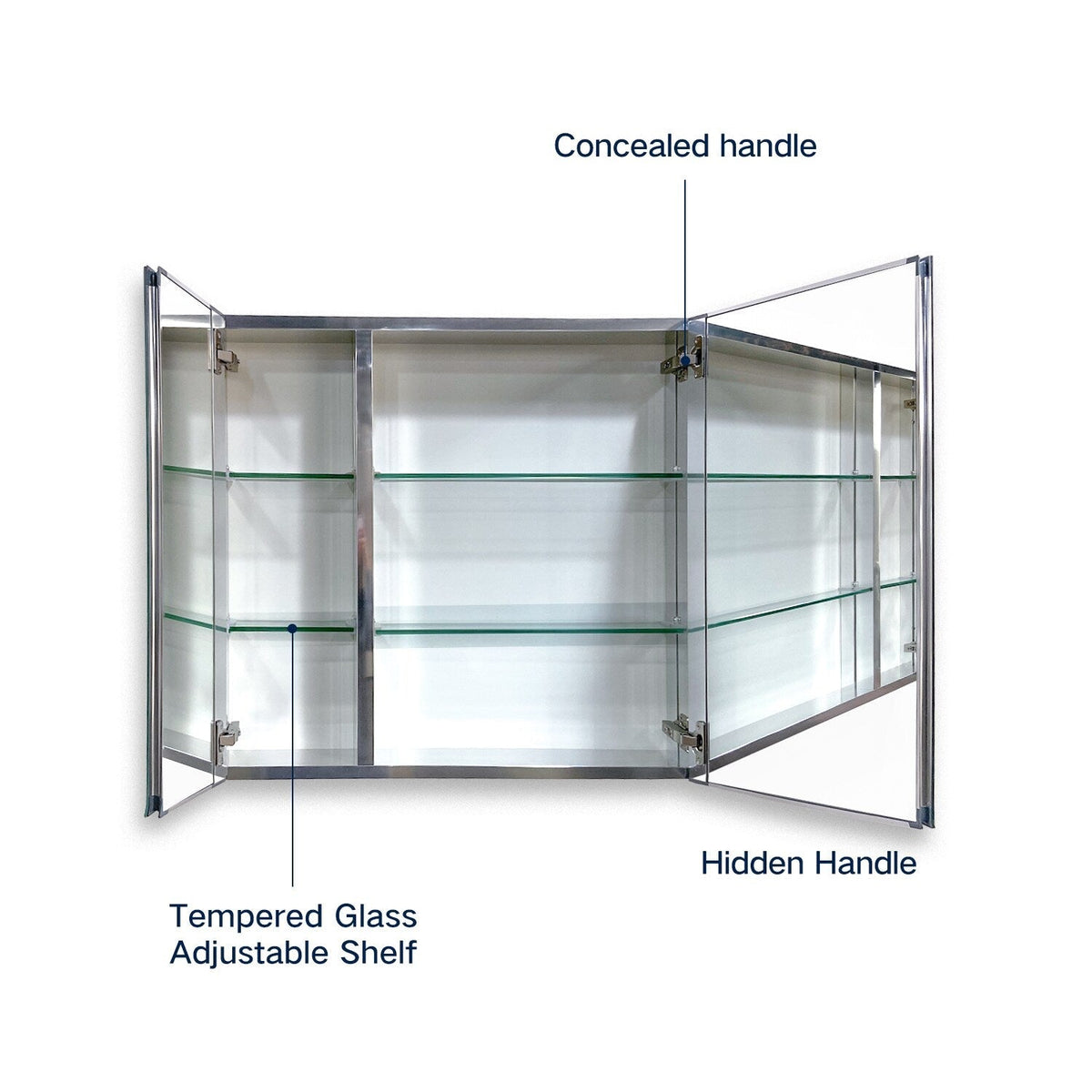 AAZJ 30-in x 26-in Surface/Recessed Mount Silver Mirrored Soft Close Medicine Cabinet