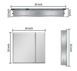AAZJ 30-in x 26-in Surface/Recessed Mount Silver Mirrored Soft Close Medicine Cabinet