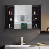AAZJ AS 30-in x 26-in Lighted LED Fog Free Surface/Recessed Mount Black Mirrored Soft Close Medicine Cabinet