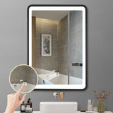 AAZJ 20-in x 28-in LED Fog Free Surface/Recessed Mount Black Mirrored Soft Close Medicine Cabinet