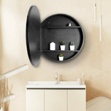 AAZJ 24-in x 28-in Lighted LED Fog Free Surface/Recessed Mount Black Mirrored Soft Close Medicine Cabinet