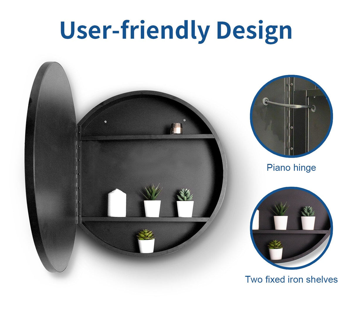 AAZJ 24-in x 28-in Lighted LED Fog Free Surface/Recessed Mount Black Mirrored Soft Close Medicine Cabinet