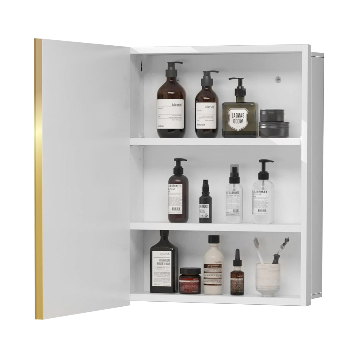 AAZJ 16-in x 28-in Surface/Recessed Mount White Mirrored Soft Close Medicine Cabinet