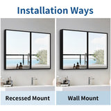 AAZJ AS 30-in x 26-in Surface/Recessed Mount Black Medicine Cabinet