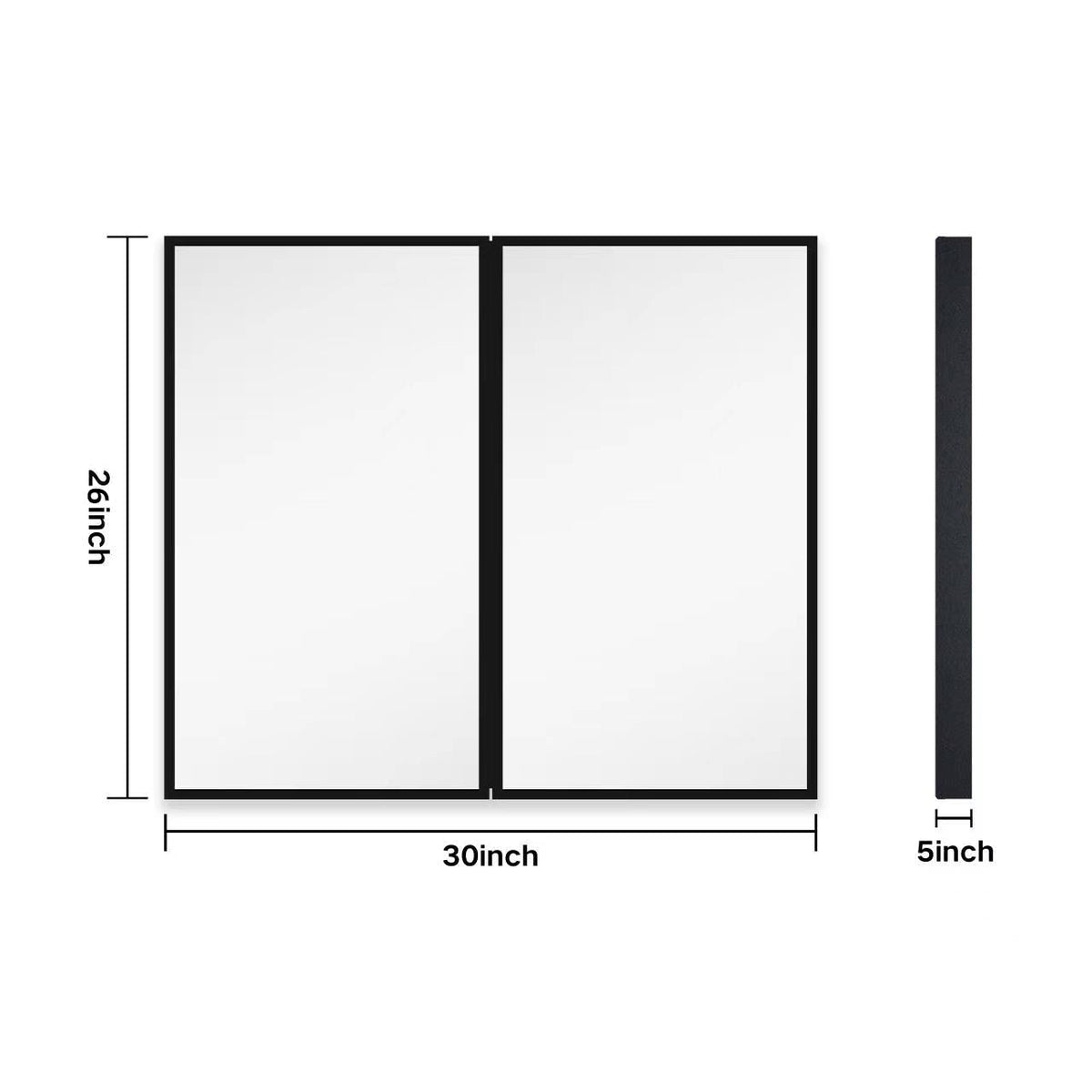 AAZJ AS 30-in x 26-in Surface/Recessed Mount Black Medicine Cabinet