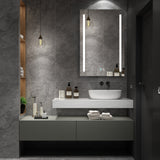 AAZJ 30-in x 20-in LED Fog Free Surface/Recessed Mount Black Mirrored Soft Close Medicine Cabinet