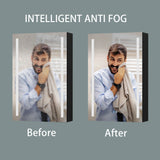 AAZJ 30-in x 20-in LED Fog Free Surface/Recessed Mount Black Mirrored Soft Close Medicine Cabinet