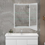 AAZJ 30-in x 20-in LED Fog Free Surface/Recessed Mount White Mirrored Soft Close Medicine Cabinet