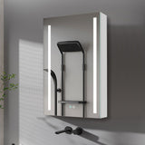 AAZJ 30-in x 20-in LED Fog Free Surface/Recessed Mount White Mirrored Soft Close Medicine Cabinet