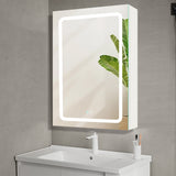 AAZJ 30-in x 20-in LED Fog Free Surface/Recessed Mount White Mirrored Soft Close Medicine Cabinet