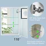 AAZJ 30-in x 20-in LED Fog Free Surface/Recessed Mount White Mirrored Soft Close Medicine Cabinet