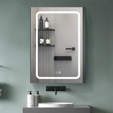 AAZJ 30-in x 20-in LED Fog Free Surface/Recessed Mount White Mirrored Soft Close Medicine Cabinet