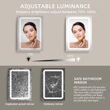 AAZJ 30-in x 20-in LED Fog Free Surface/Recessed Mount White Mirrored Soft Close Medicine Cabinet