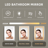 AAZJ 30-in x 20-in LED Fog Free Surface/Recessed Mount White Mirrored Soft Close Medicine Cabinet