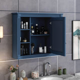 AAZJ CMR 35-in x 28-in Surface Mount Blue Mirrored Soft Close Medicine Cabinet