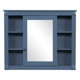AAZJ CMR 35-in x 28-in Surface Mount Blue Mirrored Soft Close Medicine Cabinet