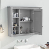 AAZJ CMR 35-in x 28-in Surface Mount Gray Mirrored Soft Close Medicine Cabinet