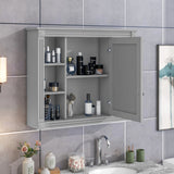 AAZJ CMR 35-in x 28-in Surface Mount Gray Mirrored Soft Close Medicine Cabinet