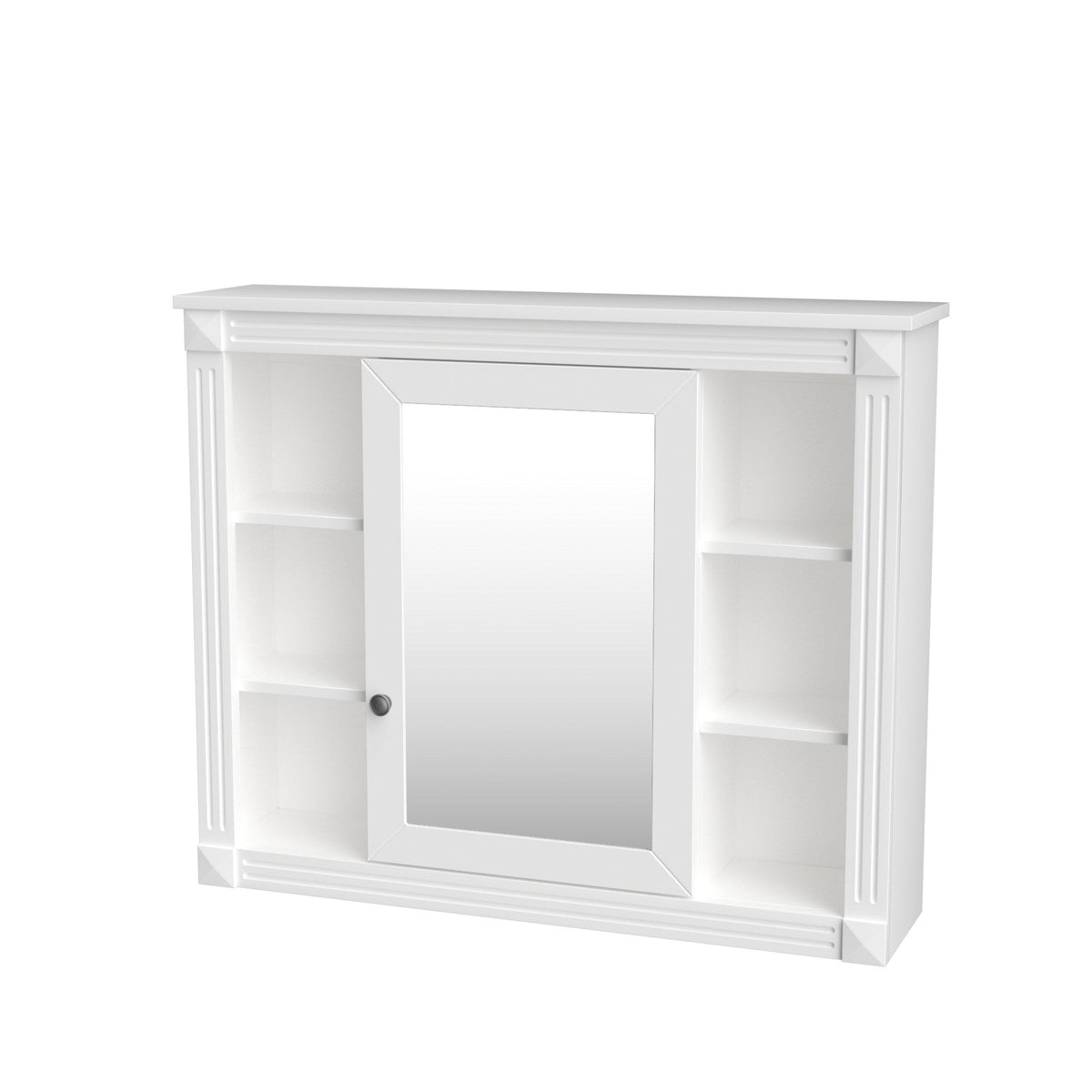AAZJ CMR 35-in x 28-in Surface Mount White Mirrored Soft Close Medicine Cabinet