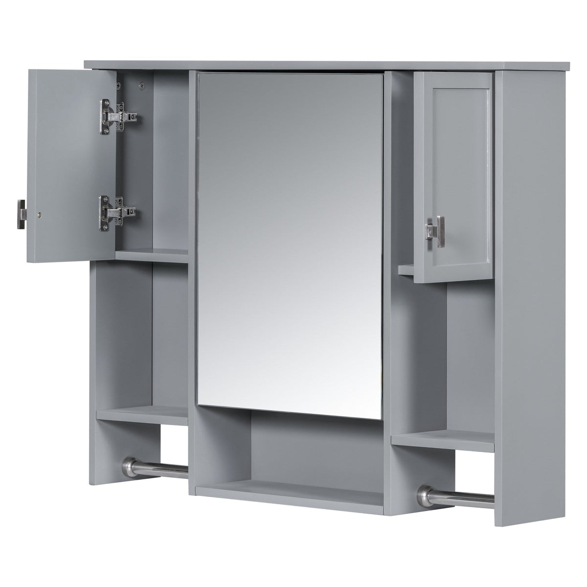 AAZJ 35-in x 28-in Surface Mount Grey Mirrored Soft Close Medicine Cabinet