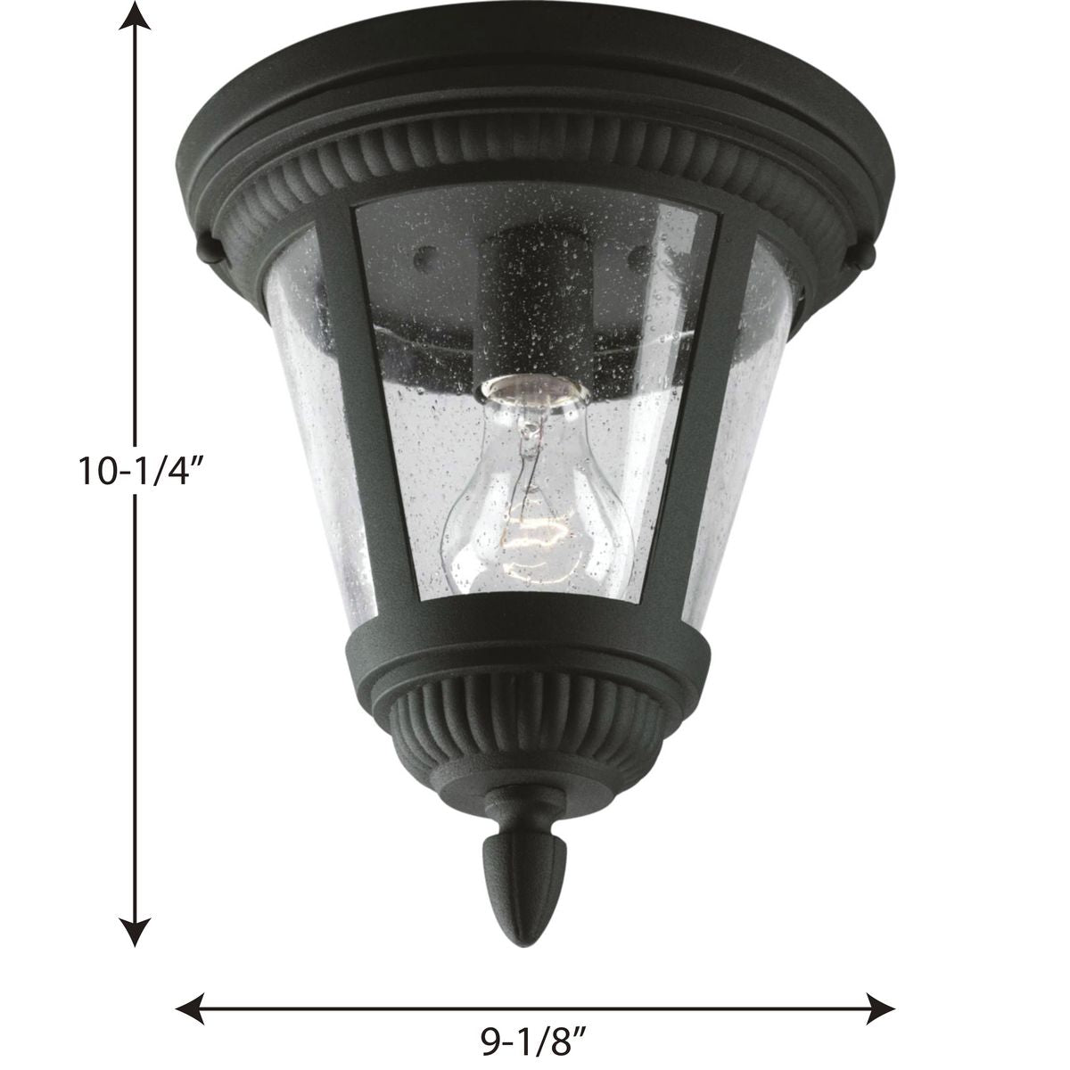 Progress Lighting Westport 9.12-in Black Indoor/Outdoor Flush Mount Light, Clear Seeded Glass