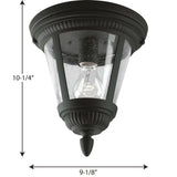 Progress Lighting Westport 9.12-in Black Indoor/Outdoor Flush Mount Light, Clear Seeded Glass