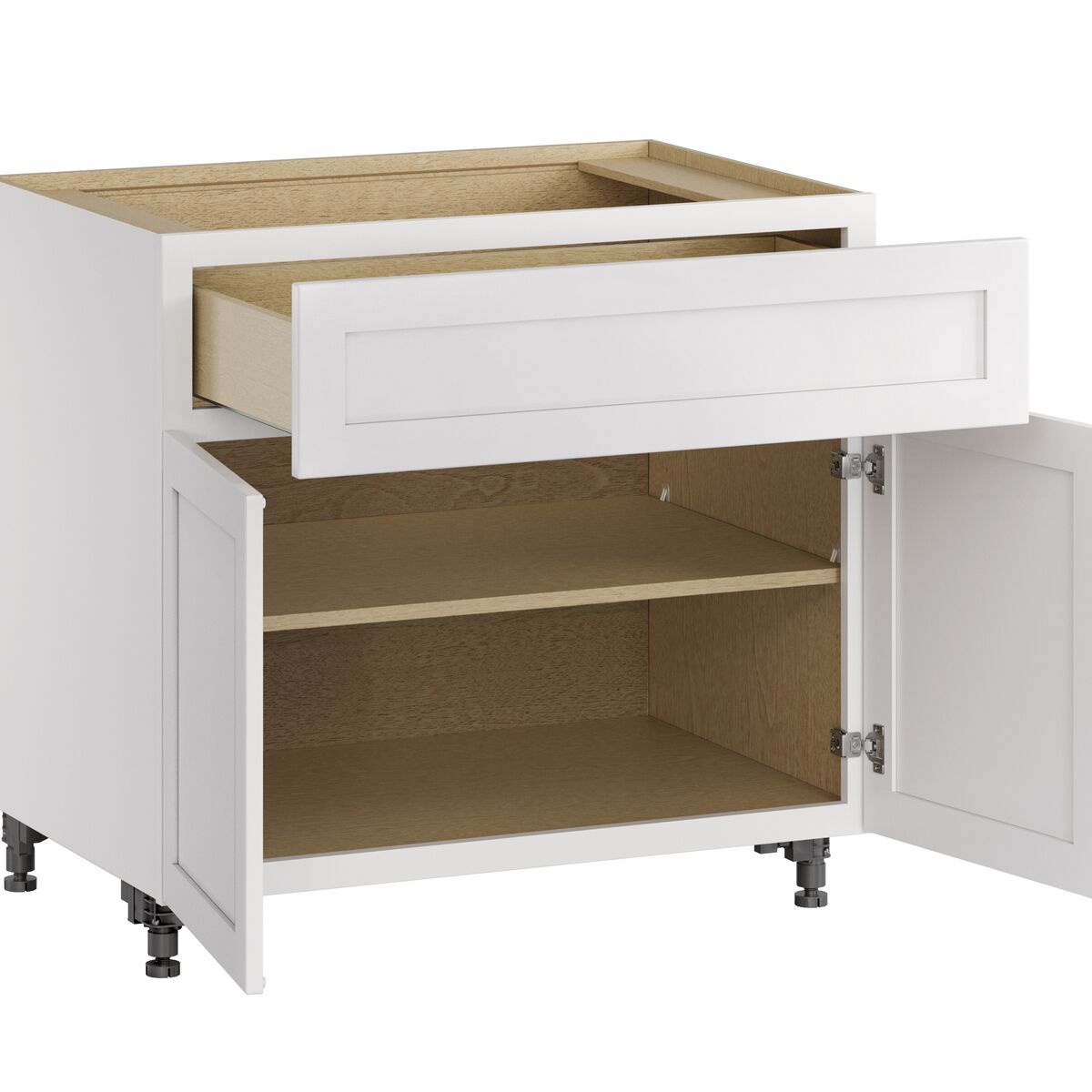 Whalen CLICK-IT Enfield 36-in W x 34.5-in H x 24-in D Classic White Birch 1-Drawer Base Ready To Assemble Plywood Cabinet (Raised Panel Shaker Style)