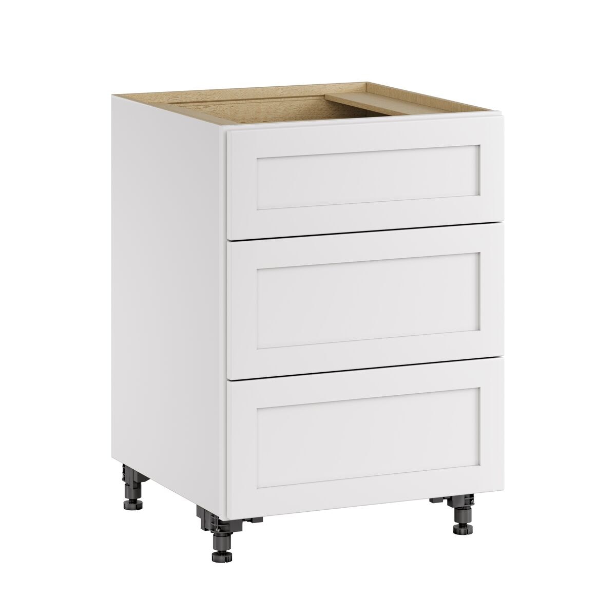 Whalen CLICK-IT Enfield 24-in W x 34.5-in H x 24-in D Classic White Birch 3-Drawer Base Ready To Assemble Plywood Cabinet (Raised Panel Style)