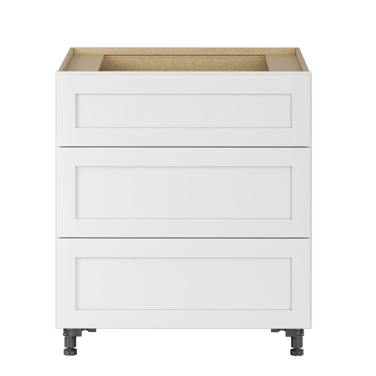 Whalen CLICK-IT Enfield 30-in W x 34.5-in H x 24-in D Classic White Birch 3-Drawer Base Ready To Assemble Plywood Cabinet (Raised Panel Style)