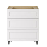 Whalen CLICK-IT Enfield 30-in W x 34.5-in H x 24-in D Classic White Birch 3-Drawer Base Ready To Assemble Plywood Cabinet (Raised Panel Style)