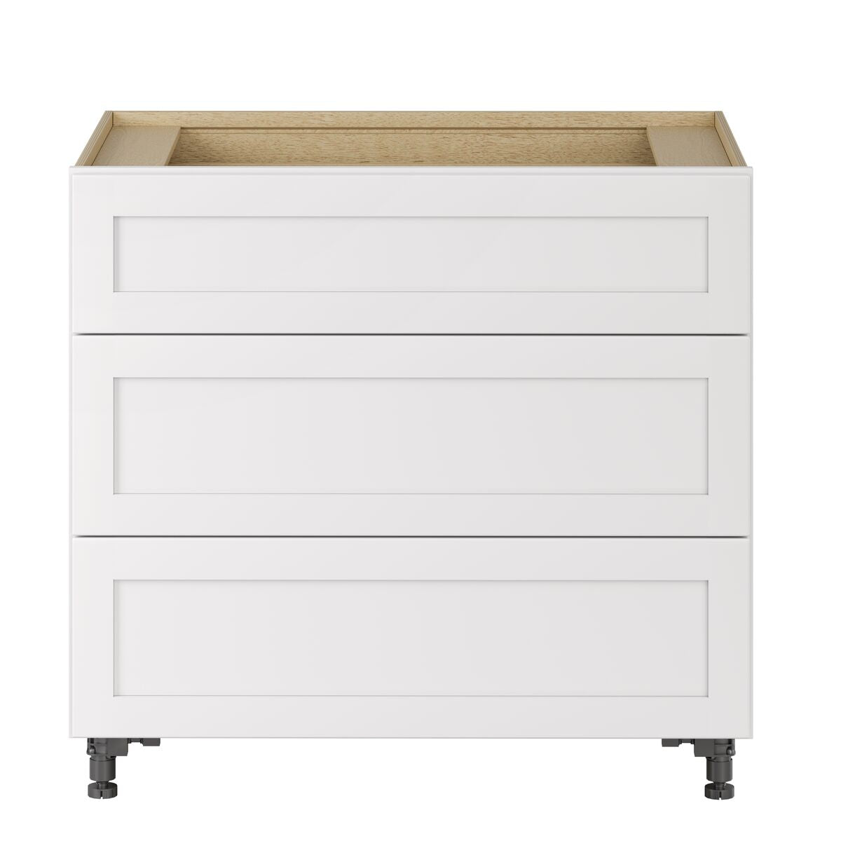 Whalen CLICK-IT Enfield 36-in W x 34.5-in H x 24-in D Classic White Birch 3-Drawer Base Ready To Assemble Plywood Cabinet (Raised Panel Style)