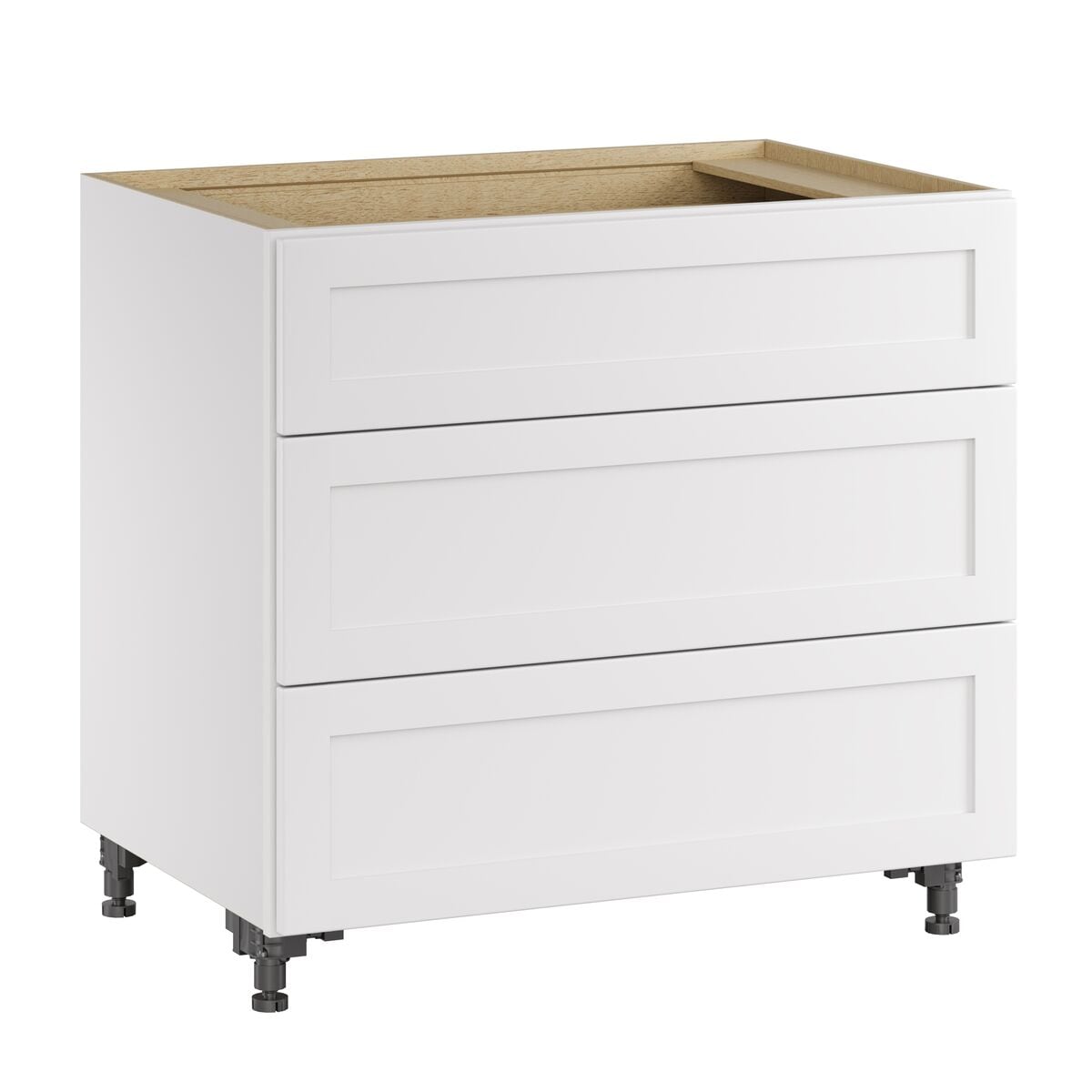 Whalen CLICK-IT Enfield 36-in W x 34.5-in H x 24-in D Classic White Birch 3-Drawer Base Ready To Assemble Plywood Cabinet (Raised Panel Style)