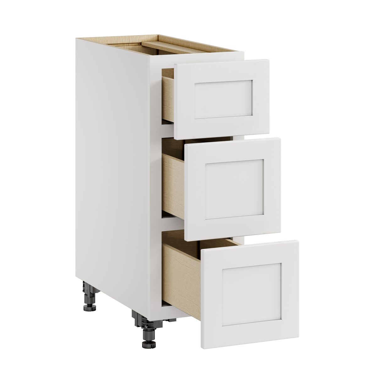 Whalen CLICK-IT Enfield 12-in W x 34.5-in H x 24-in D Classic White Birch 3-Drawer Base Ready To Assemble Plywood Cabinet (Raised Panel Style)