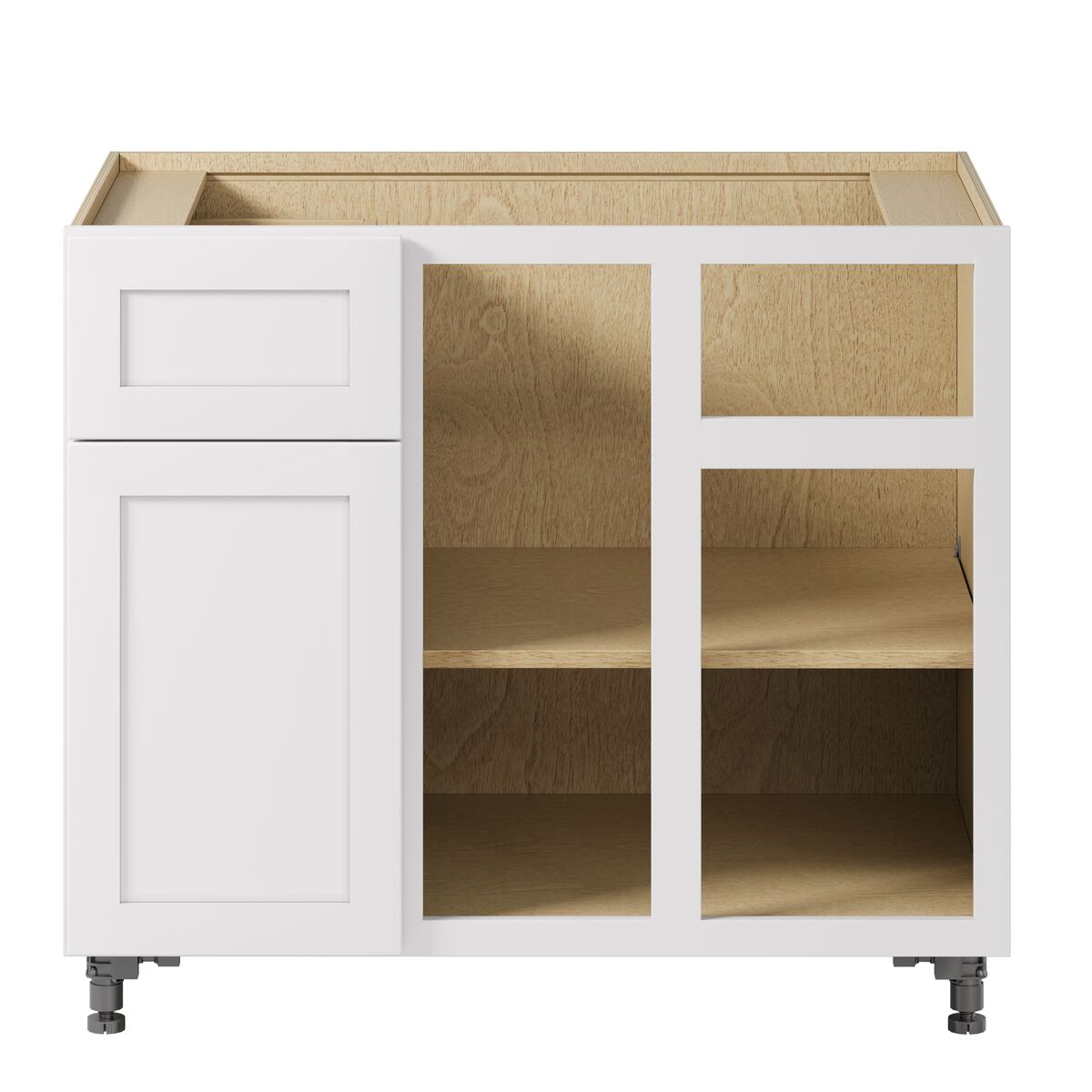 Whalen CLICK-IT Enfield 36-in W x 34.5-in H x 24-in D Classic White Birch Blind Corner Base Ready To Assemble Plywood Cabinet (Raised Panel Shaker Style)