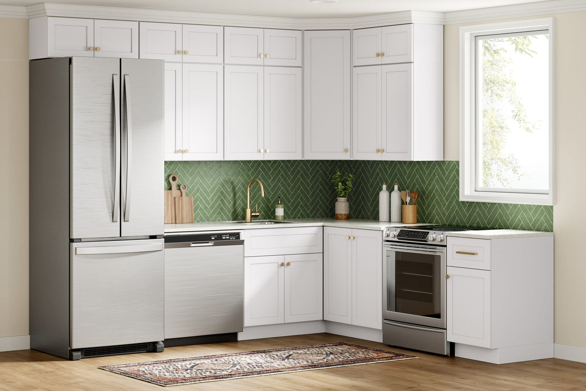 Whalen CLICK-IT Enfield 24-in W x 42-in H x 24-in D Classic White Birch Diagonal Corner Wall Ready To Assemble Plywood Cabinet (Raised Panel Shaker Style)
