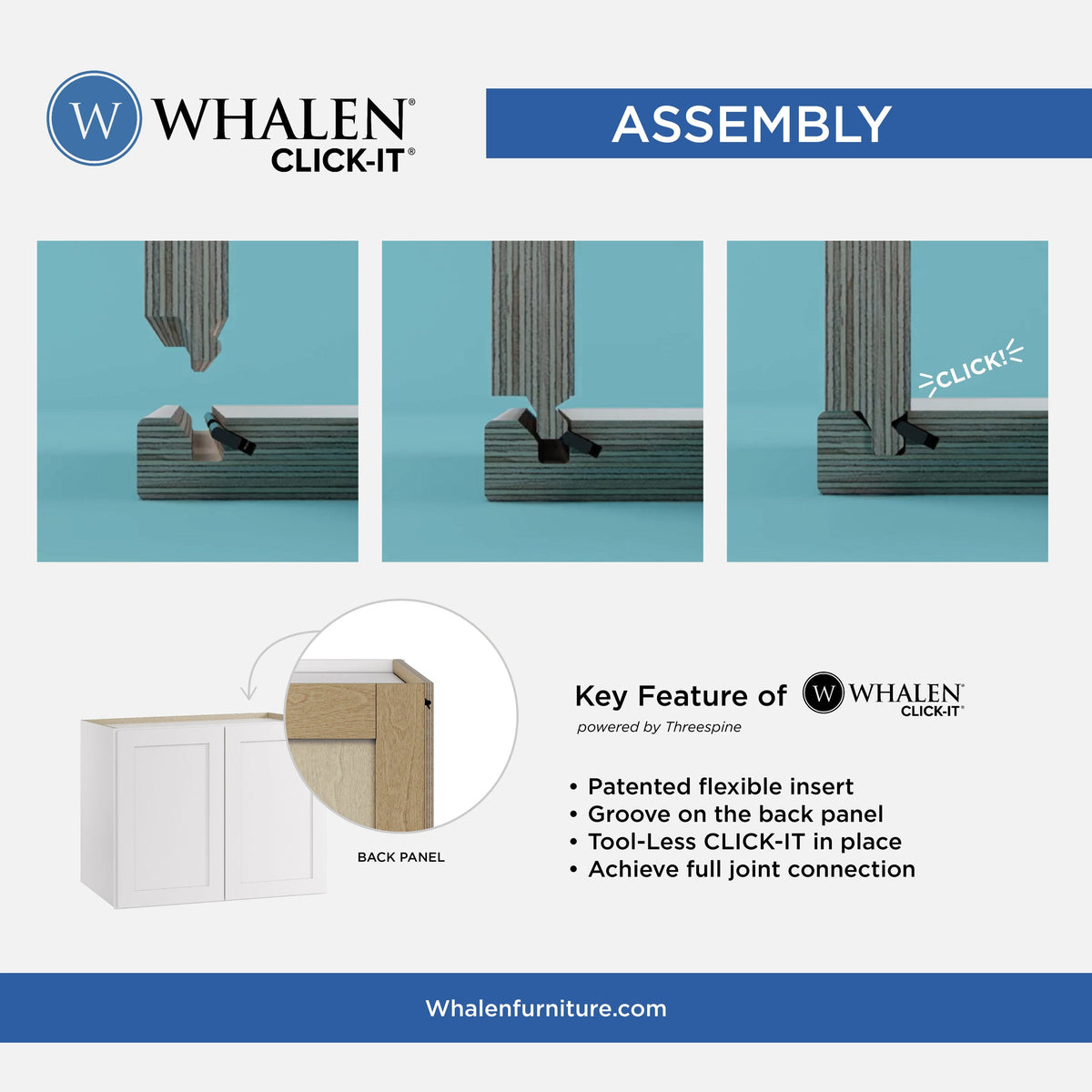 Whalen CLICK-IT Enfield 30-in W x 34.5-in H x 24-in D Classic White Birch 2-Drawer Base Ready To Assemble Plywood Cabinet (Raised Panel Style)