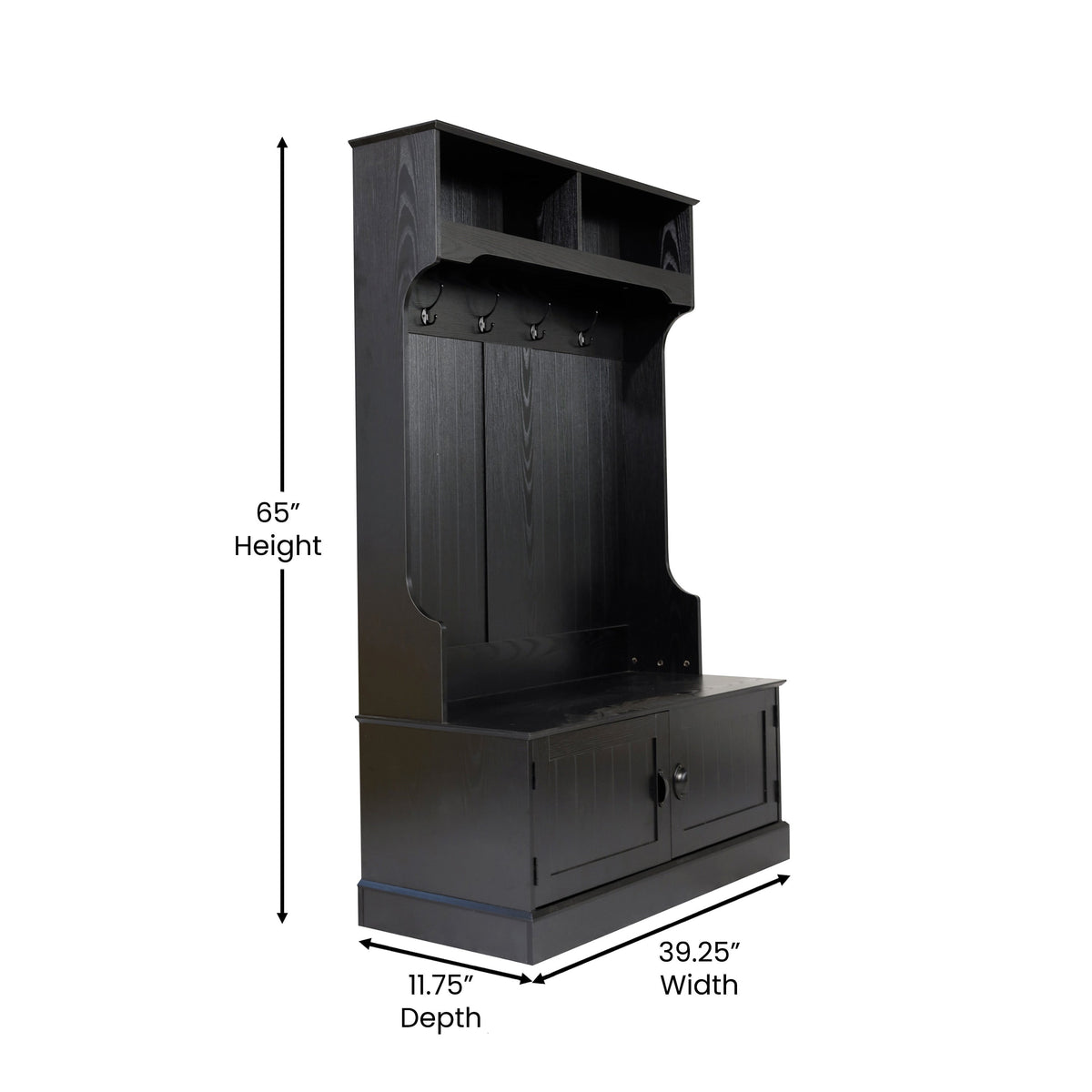 Flash Furniture Fraser Modern 11.75-in Black Composite Hall Tree