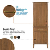 allen + roth Rian 24-in x 72-in x 16-in Walnut Wood Freestanding Soft Close Linen Cabinet