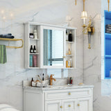 Forclover 42-in x 30-in Surface Mount White Mirrored Soft Close Medicine Cabinet