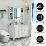 Forclover 42-in x 30-in Surface Mount White Mirrored Soft Close Medicine Cabinet