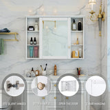 Forclover 42-in x 30-in Surface Mount White Mirrored Soft Close Medicine Cabinet